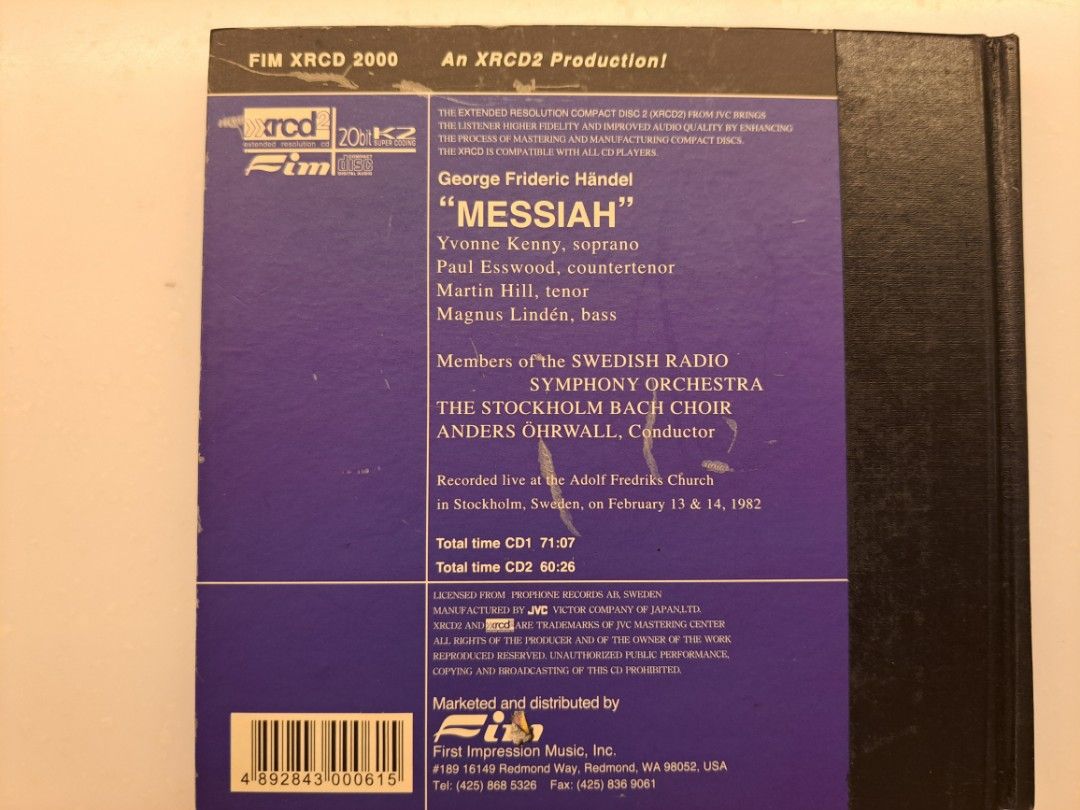 (未開封 2 XRCD2) Handel 『Messiah』 FIM XRCD 未開封 2 XRCD2) Handel 『Messiah』 FIM XRCD