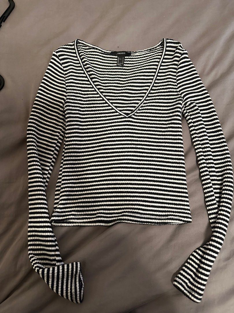 Forever 21 Striped Long Sleeve Top Women s Fashion Tops