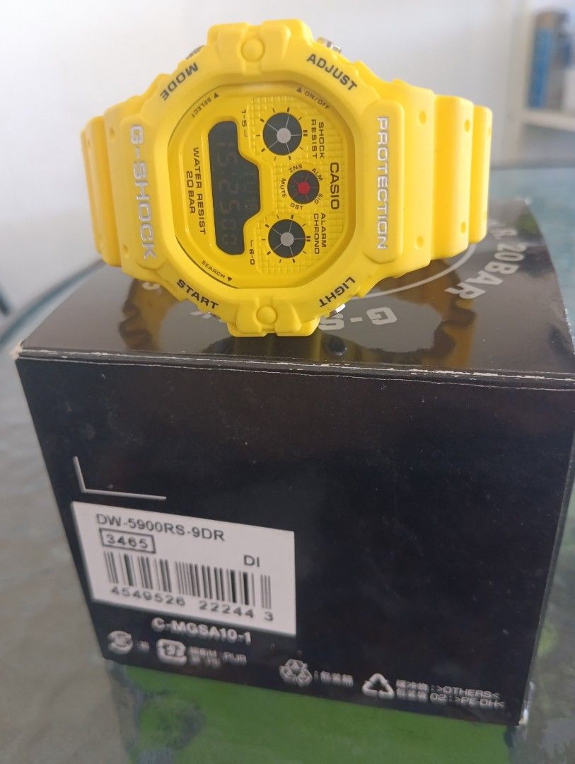 G SHOCK DW 5900 RS TAPAK KUCING KUNING Men s Fashion Watches
