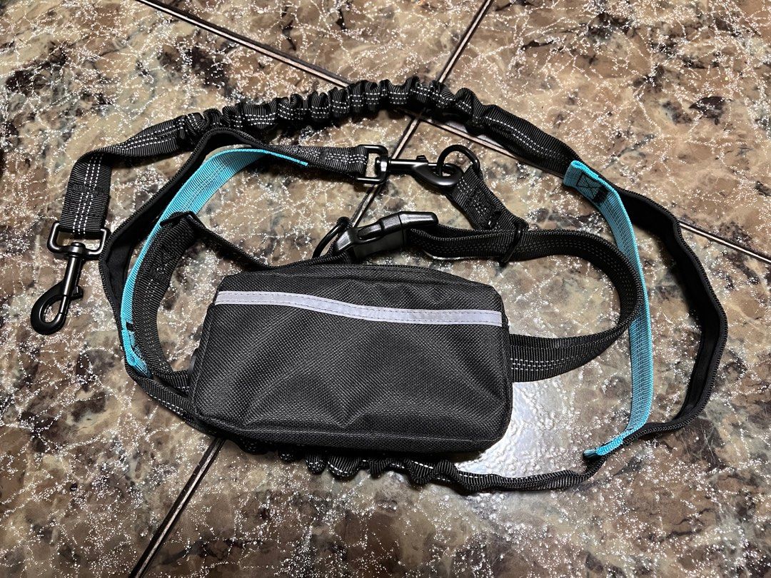 Hands Free Dog Leash Zipper Pouch Dual Padded Handles and