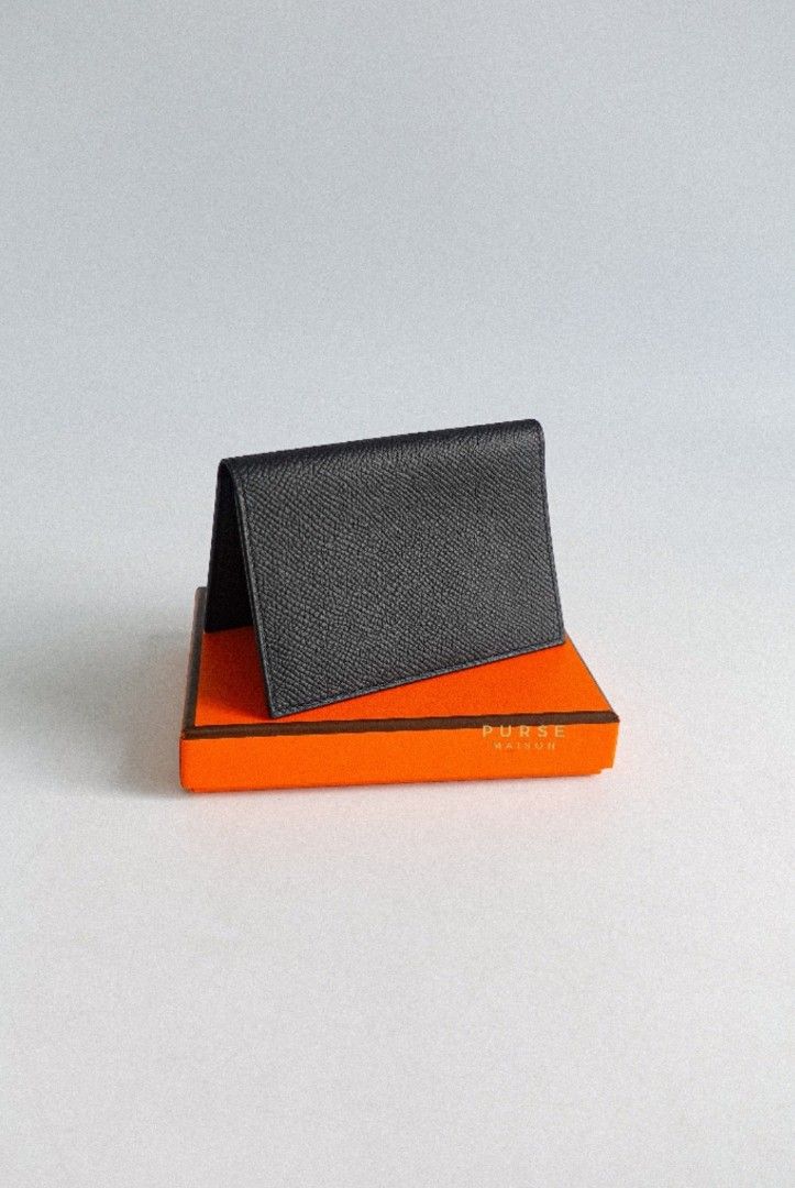 Porte-cartes HERMÈS Euclide Cuir Noir Occasion Très Bon état – Portefeuille Compact