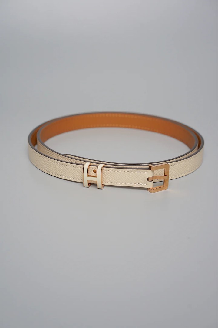 Hermes Pop H 15 Belt Etoupe Rose Gold Sz 90 $800 Retail