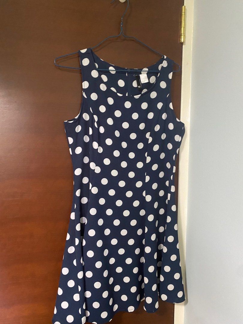 h&m blue polka dot dress H&M Divided Blue White Polka Dot Short Dress Size 4 - NWT