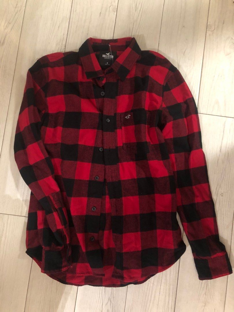 Hollister Flannel Button Down Shirt checkered shirt red Men s