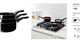 KAVALKAD Frying pan, black, Height: 2 Diameter: 11 - IKEA