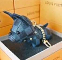 Lv French Bulldog Pu Leather Keychain/ Bag Charm