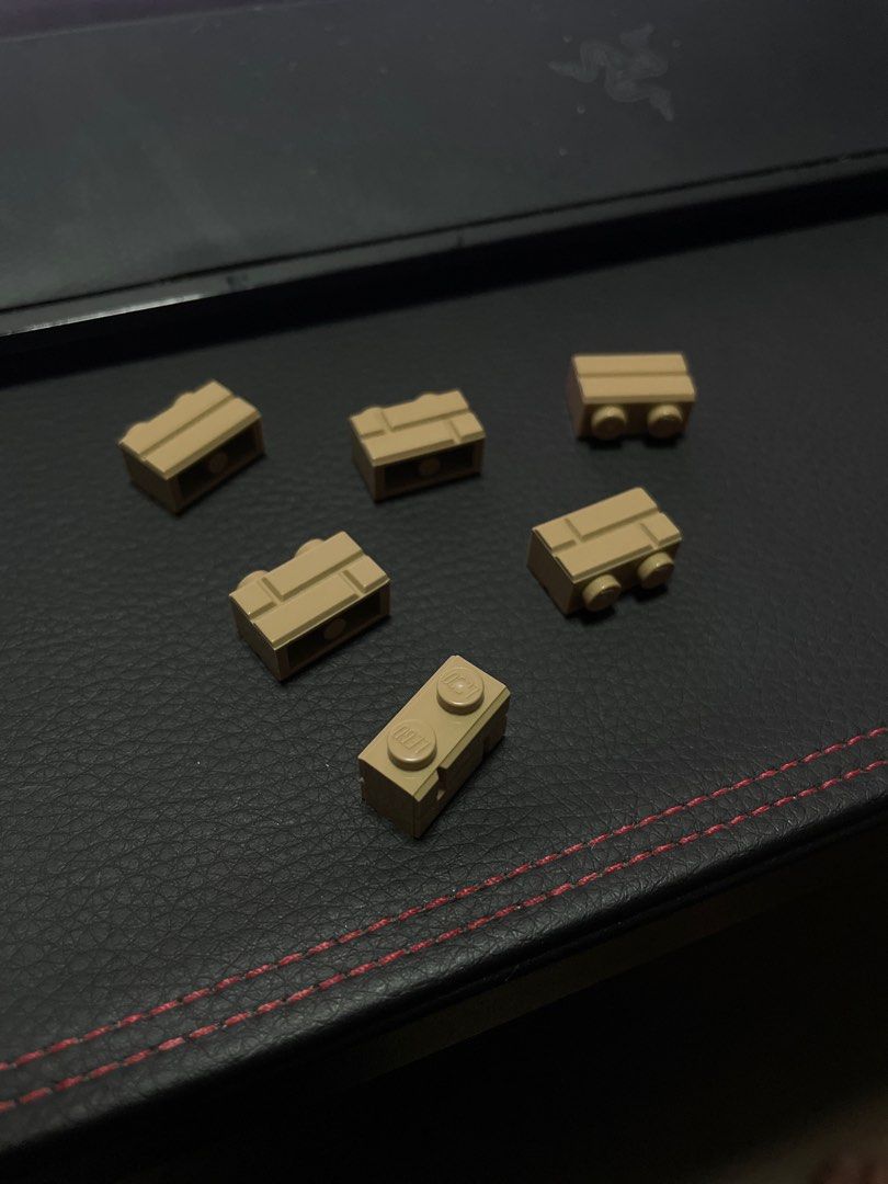 Lego Dark Tan Brick Modified 1x2 with Masonry Profile 6 pieces