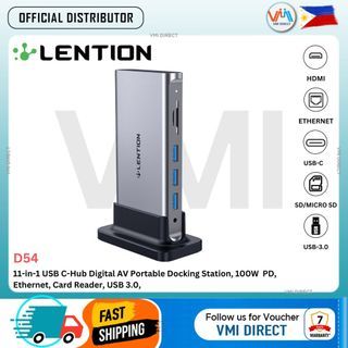 LENTION D54 11-in-1 USB Type C Multiport Hub Portable Card Reader Type C Docking Station PD Ethernet VMI Direct