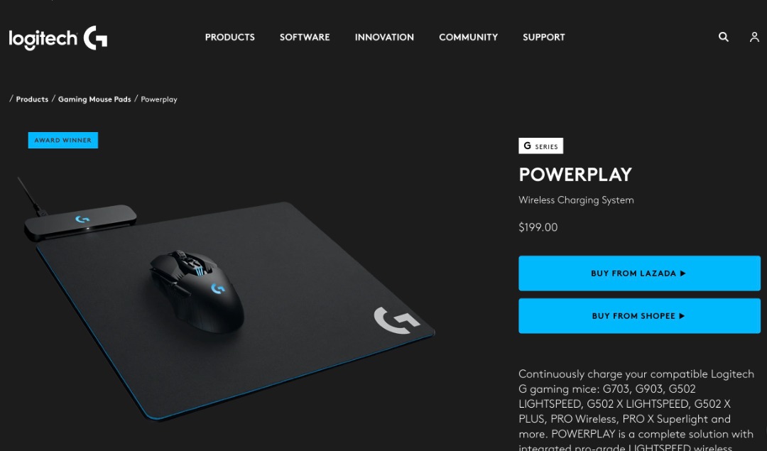 Logitech PowerPlay Wireless Charging System, Computers & Tech, Parts ...