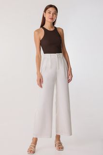lovet rory double pleated pants in white