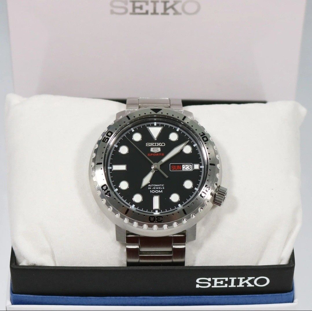 Lowest Price Seiko 5 Sports Bottle Cap SRPC61 Men s Automatic Black Dial Stainless Steel Watch srpc61 srpc61k srpc61k1 Birthday gift birthday seiko