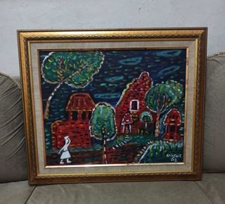 Lukisan Arie Smit 02 Senja Bali Vintage Acrylic on Canvas  P:63cm