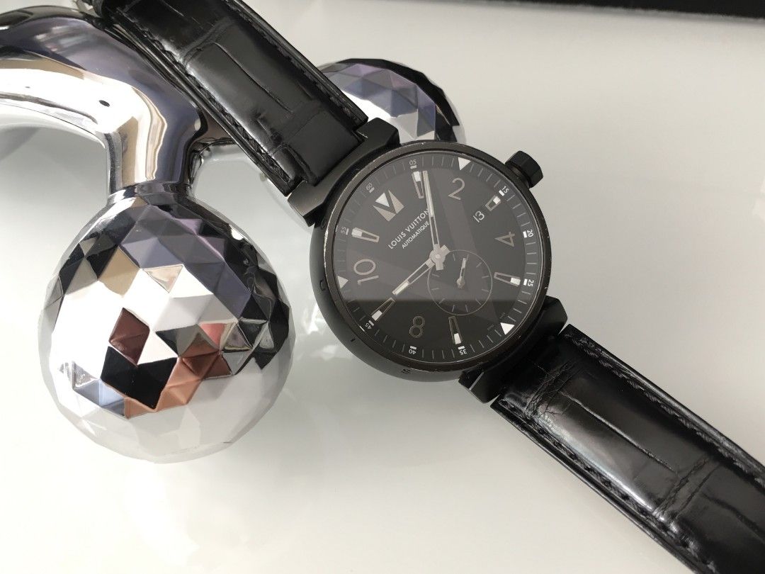 LOUIS VUITTON TAMBOUR ALL BLACK PETITE SECONDE 41,5mm QAAA19: retail price,  second hand price, specifications and reviews 