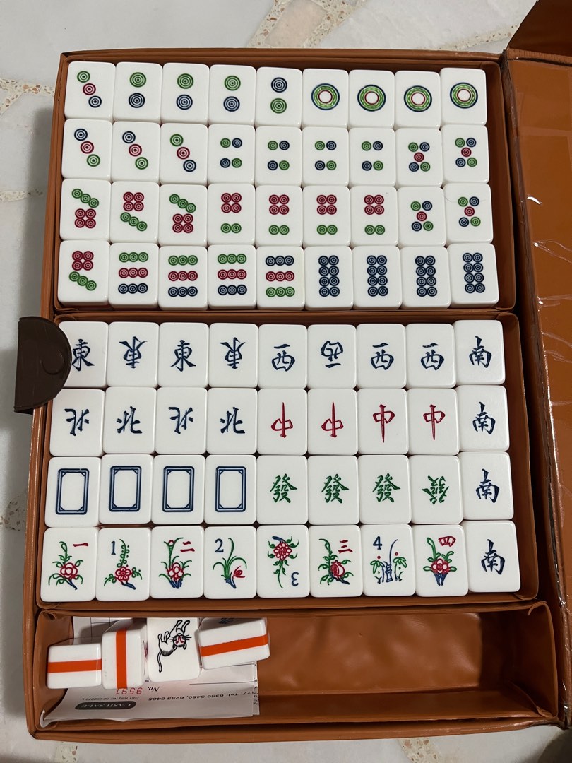 TIFFANY BLUE LEATHER MAHJONG SET, Hobbies & Toys, Toys & Games on Carousell