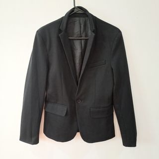 Men's Black Coat Blazer Thick and sturdy material with shoulder pads