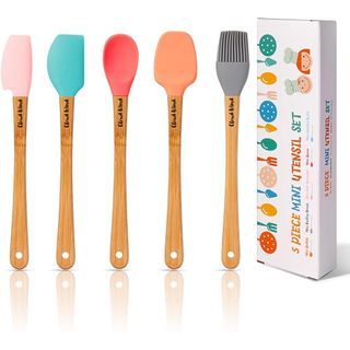 Mini Silicone Spatula Set Jar Spoon Spatula Kitchen Utensils Non-Stick Heat Resistant for Scraping Cooking Baking Set
