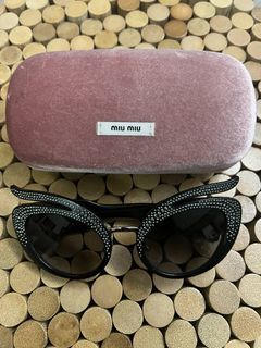 MIUMIU Cat Eyes Black Sunglasses with Crystal Details (Limited Edition)