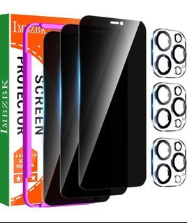 New 4 Pack Privacy Screen Protector for Apple iPhone 15 Pro Max with 4 Pack Tempered Glass Camera Le