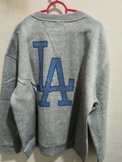 MLB LA Dodgers Stitches Heathered Gray Pullover Crewneck Sweater