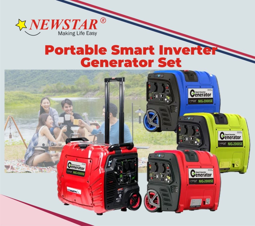 Newstar Portable Smart Inverter Generator Set (Category: Construction Tools & Equipment) located in Manila. Submitted by e2s_marketing (Listing ID 1255592504, Image 1). Description: From camping trips, home backup power, to outdoors projects. emergency power, or even disasters relief, NIG2000SE and NIG4500SE is always a powerful, portable companion. It can help you easily get rid of power grid constraints, enjoying freedoms of electricity. HIGHLI