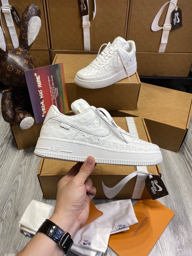 White Nike Louis Vuitton Airforce Men's Sneakers Shoes