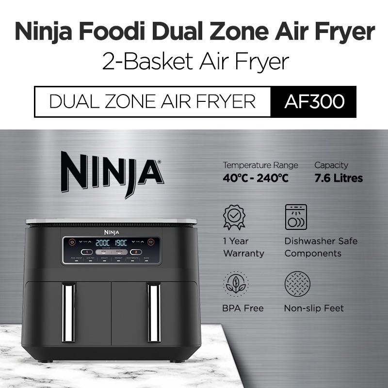 Ninja Foodi Dual Zone 7.6L Air Fryer AF300 TV Home Appliances