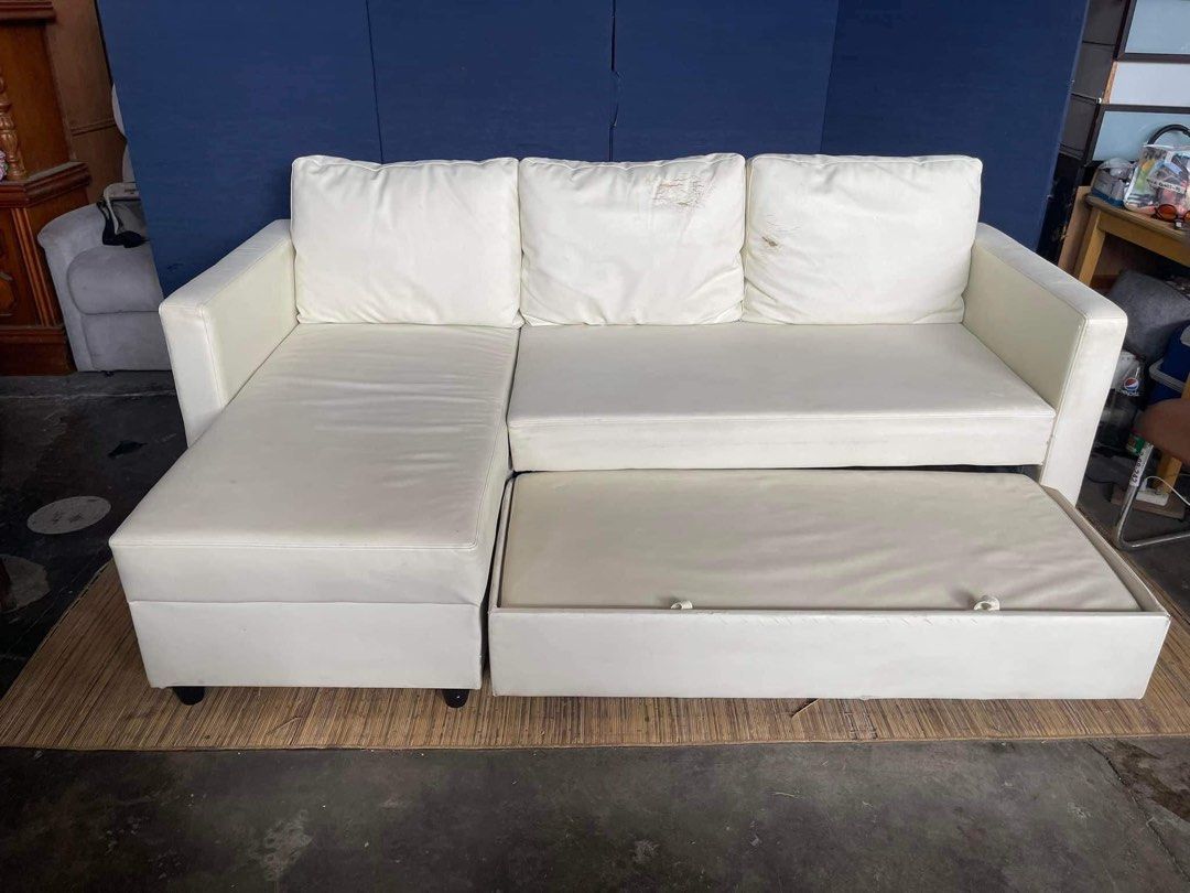 Nitori L-Shape Sofabed 84”L x 54”W x 17”SH (Category: Sofas) located in Manila. Submitted by Hezcki (Listing ID 1255736165, Image 3). Description: .