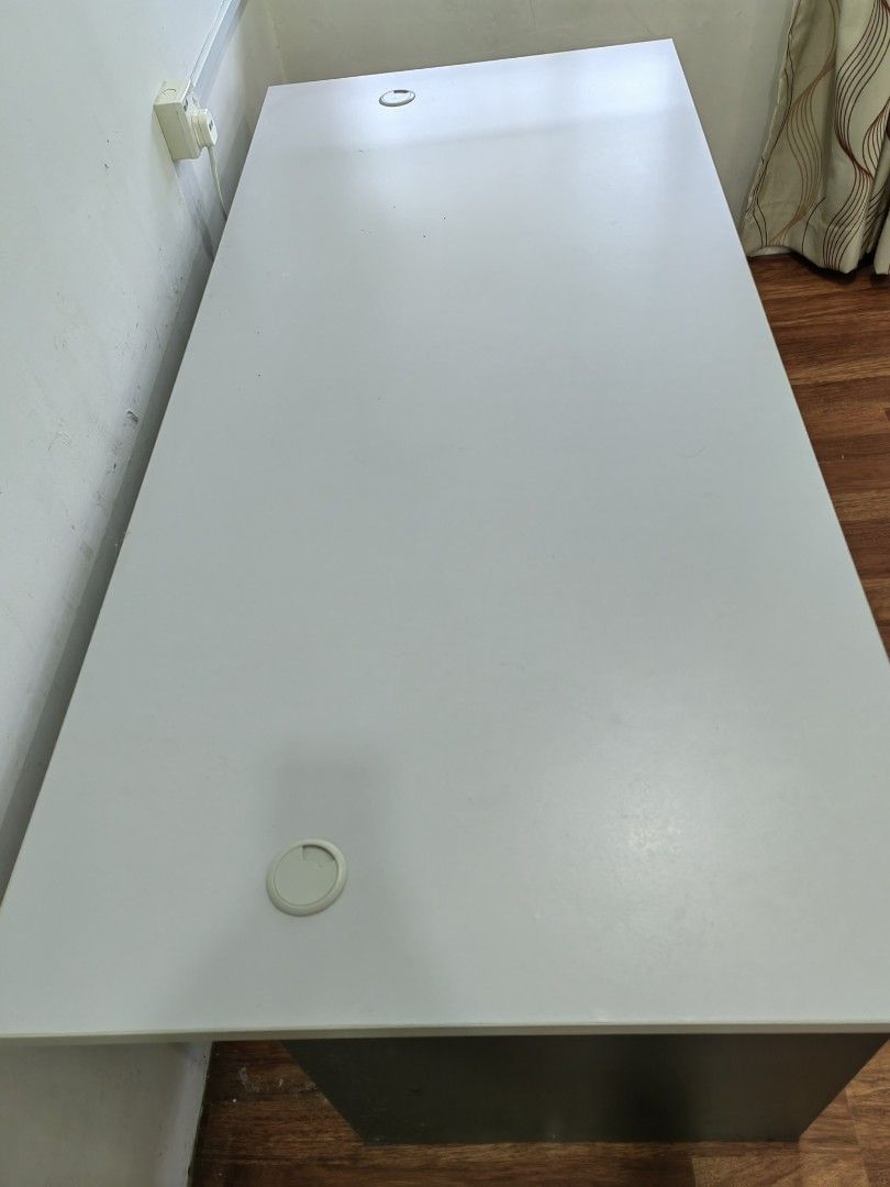 Office table/study table/computer table grey + IKEA chair, Furniture ...