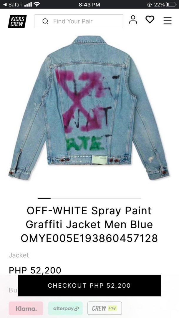 OFFWHITE SPRAY PAINT JACKET MEN, Announcements on Carousell