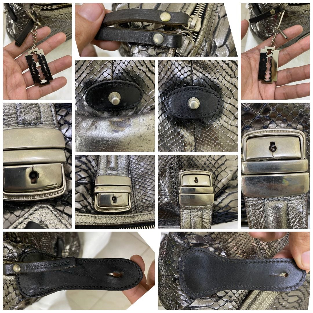 Pauric Sweeney Silver/Pewter Genuine Python/Snakeskin Leather Large ...