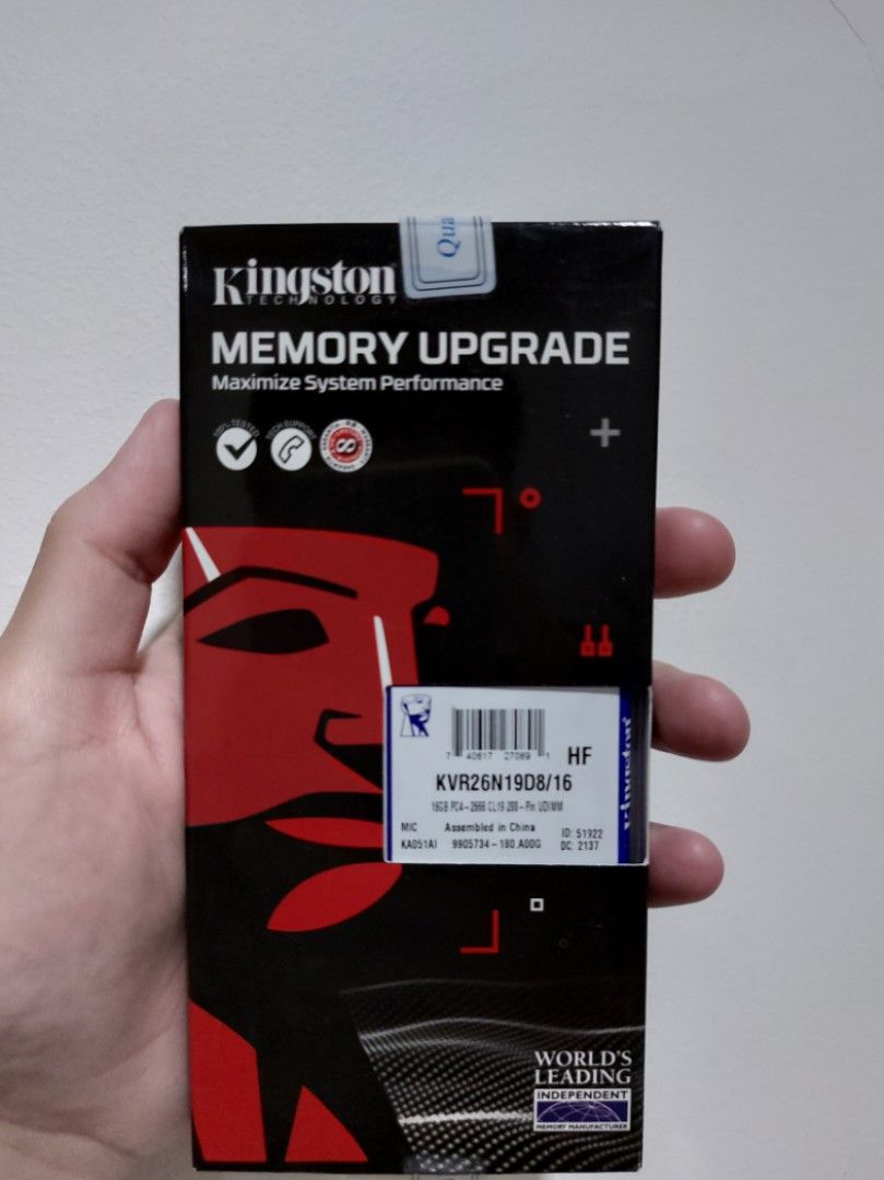 PC Computer Memory Upgrade Kingston Technology (Category: Software) located in Cainta. Submitted by j.ownerss (Listing ID 1255698582, Image 1). Description: FOR SALE‼️ BRAND NEW KINGSTON MEMORY UPGRADE‼️ ₱1,000 ONLY (From 1,500) Brand New Sealed Meetup: Village East Felix Avenue Cainta Rizal Delivery via lalamove courier, payments first thru GCash DM me if interested‼️.
