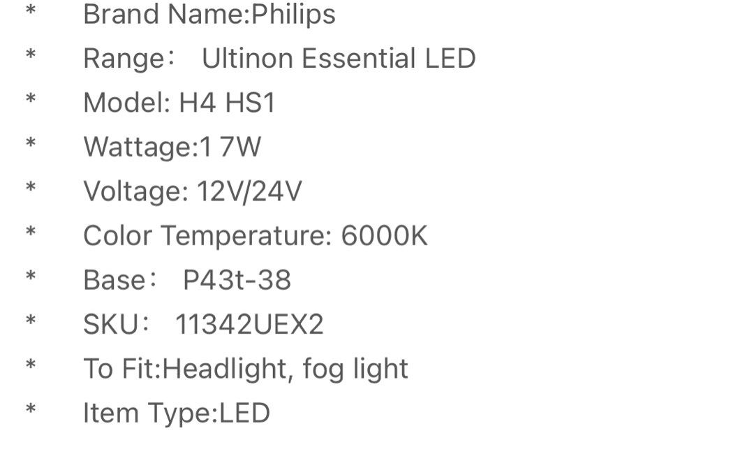 Philips ultinon Led H4 X 1 piece, Car Accessories, Electronics & Lights on  Carousell