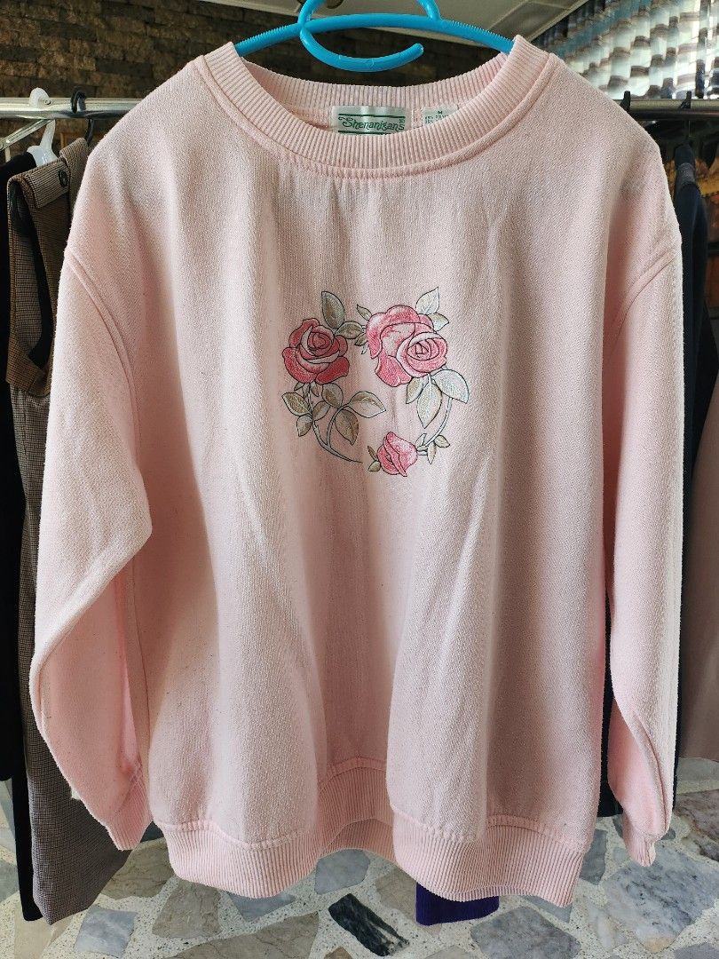 Pink rose vintage sweater clearance
