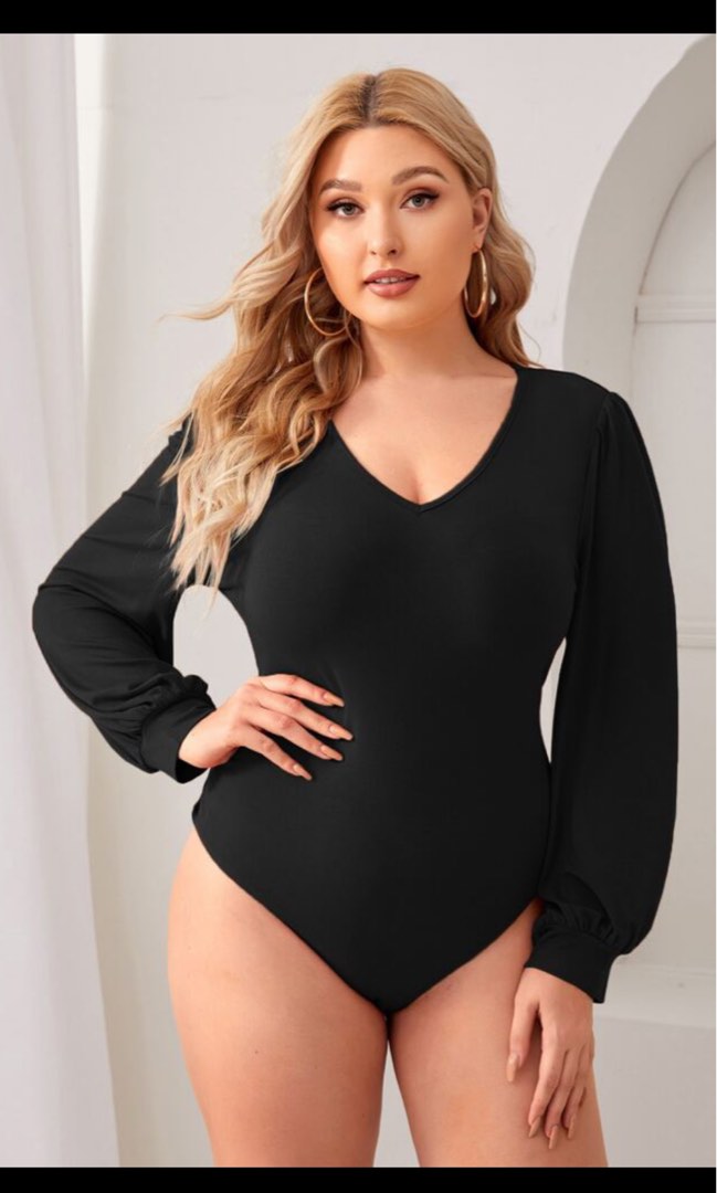 PLUS SIZE BLACK BODY SUIT, Women's Fashion, Tops, Other Tops on Carousell