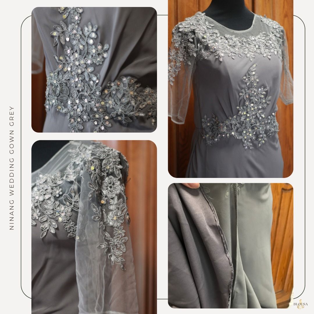 Silver gray gown for ninang deals