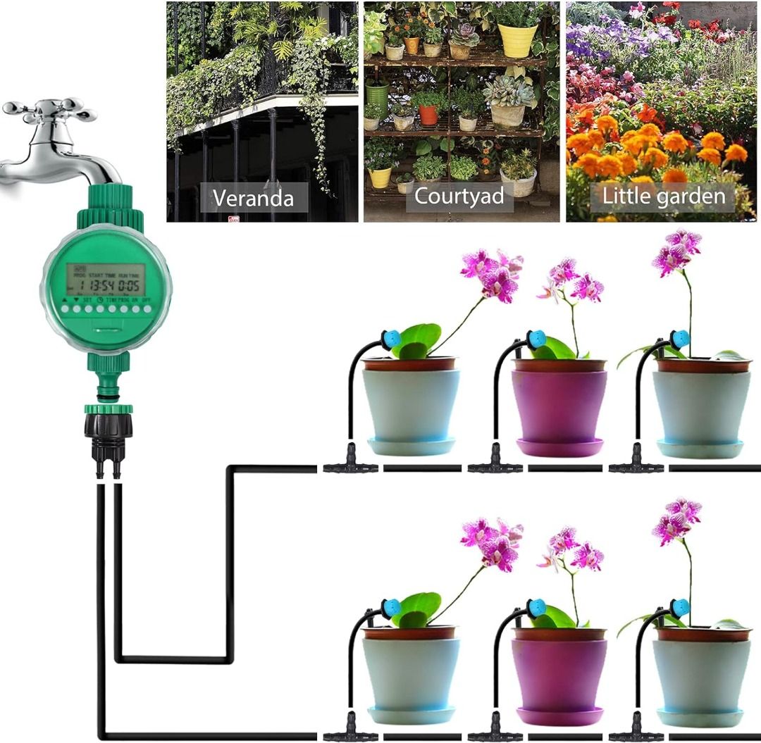 Proster 25M/82ft 4mm Irrigation System Kit Dripper Plant Self Watering ...