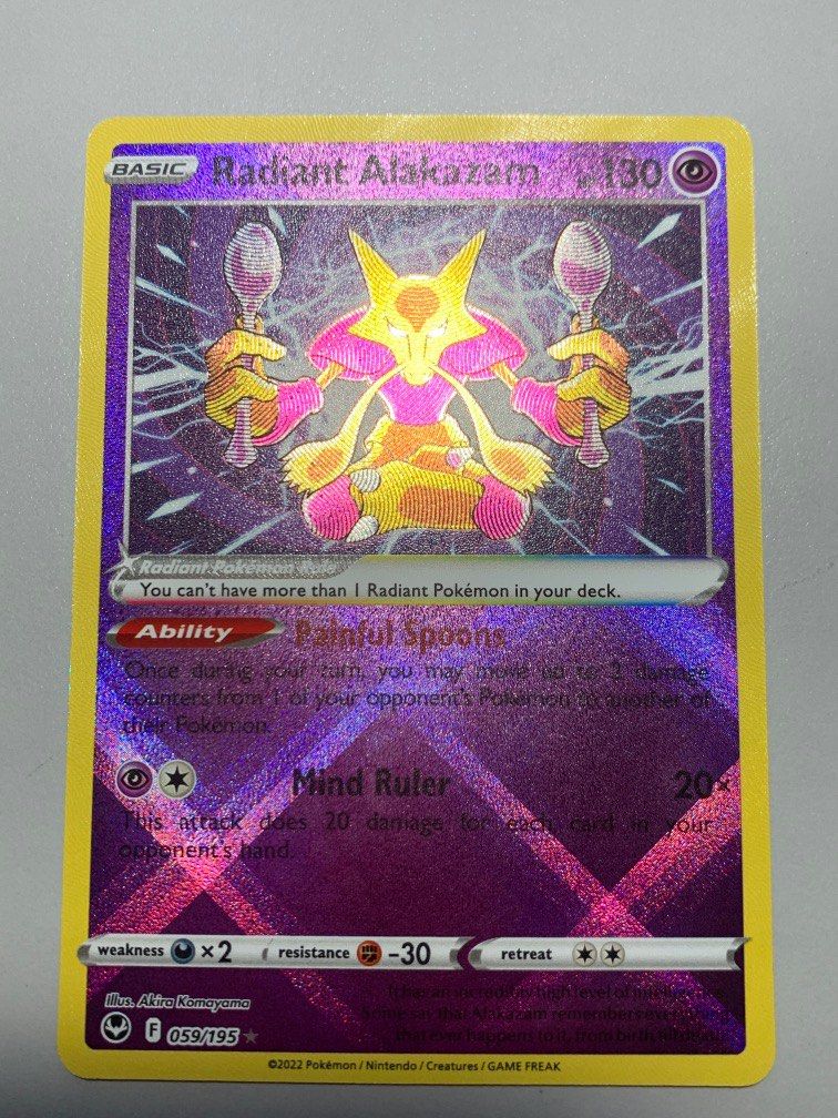 Radiant Alakazam Silver Tempest 059/195 Pokemon TCG Card in 2023