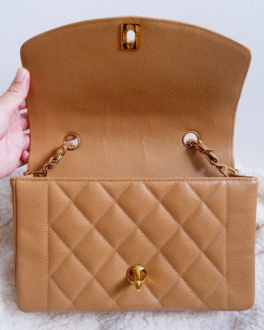 RARE* Chanel Diana Small in Dark Beige Caramel Caviar, Luxury, Bags &  Wallets on Carousell