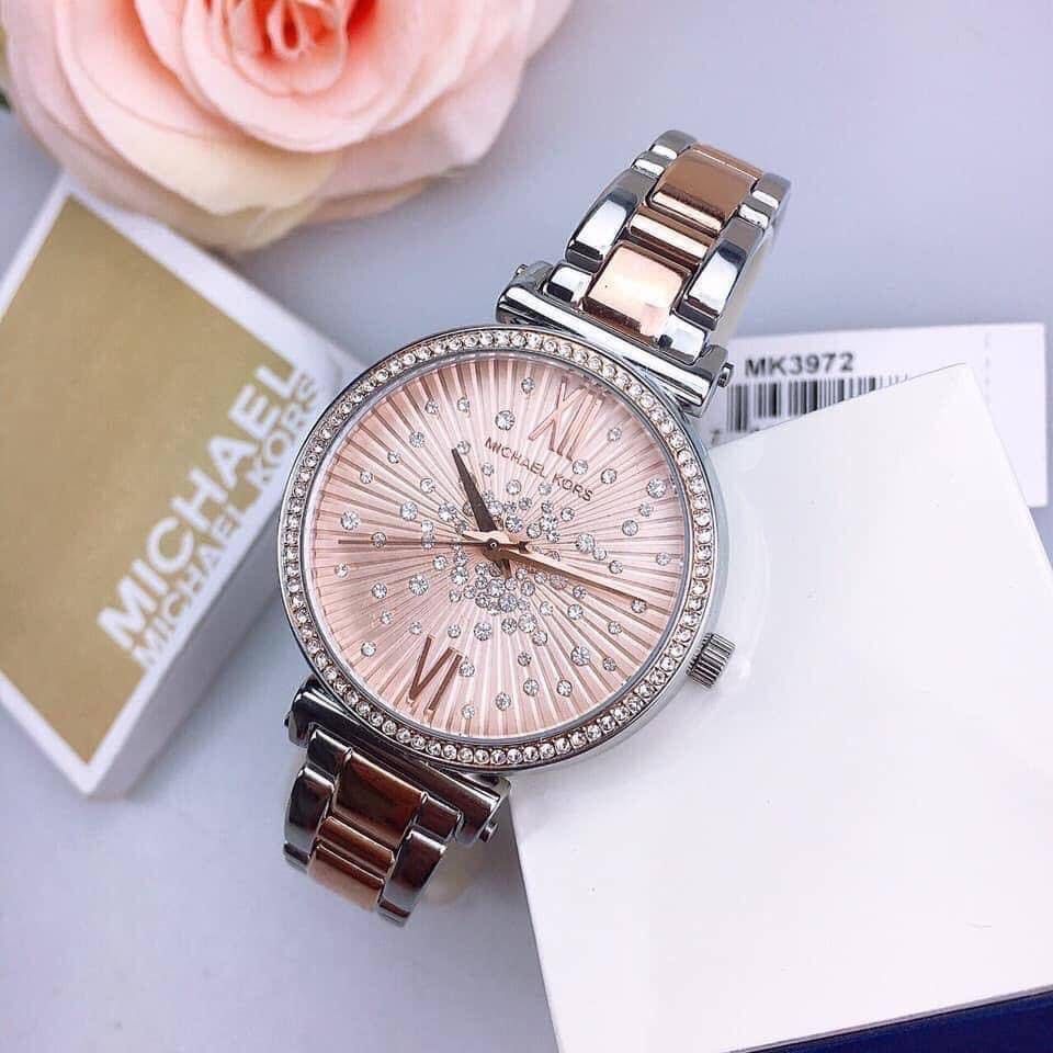 READY STOCK ORIGINAL MICHAEL KORS SOFIE ROSE CRYSTAL DIAL TWO