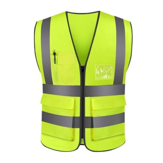Reflective Vest with Pockets and Zipper Mesh Fluorescent Safety