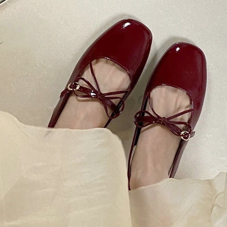 Leather ballet flats Bimba y Lola Burgundy size 37 EU in Leather