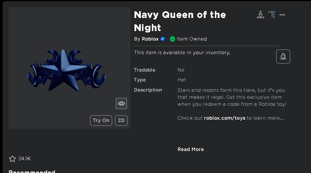 ROBLOX Navy Queen of The Night Account ( rare ), Video Gaming, Gaming