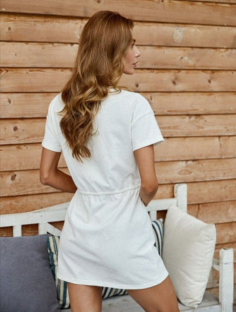 ROMWE Drawstring Waist Button Dress Women s Fashion Dresses
