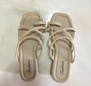 Rubber Wedge Sandals (Beige Color)
