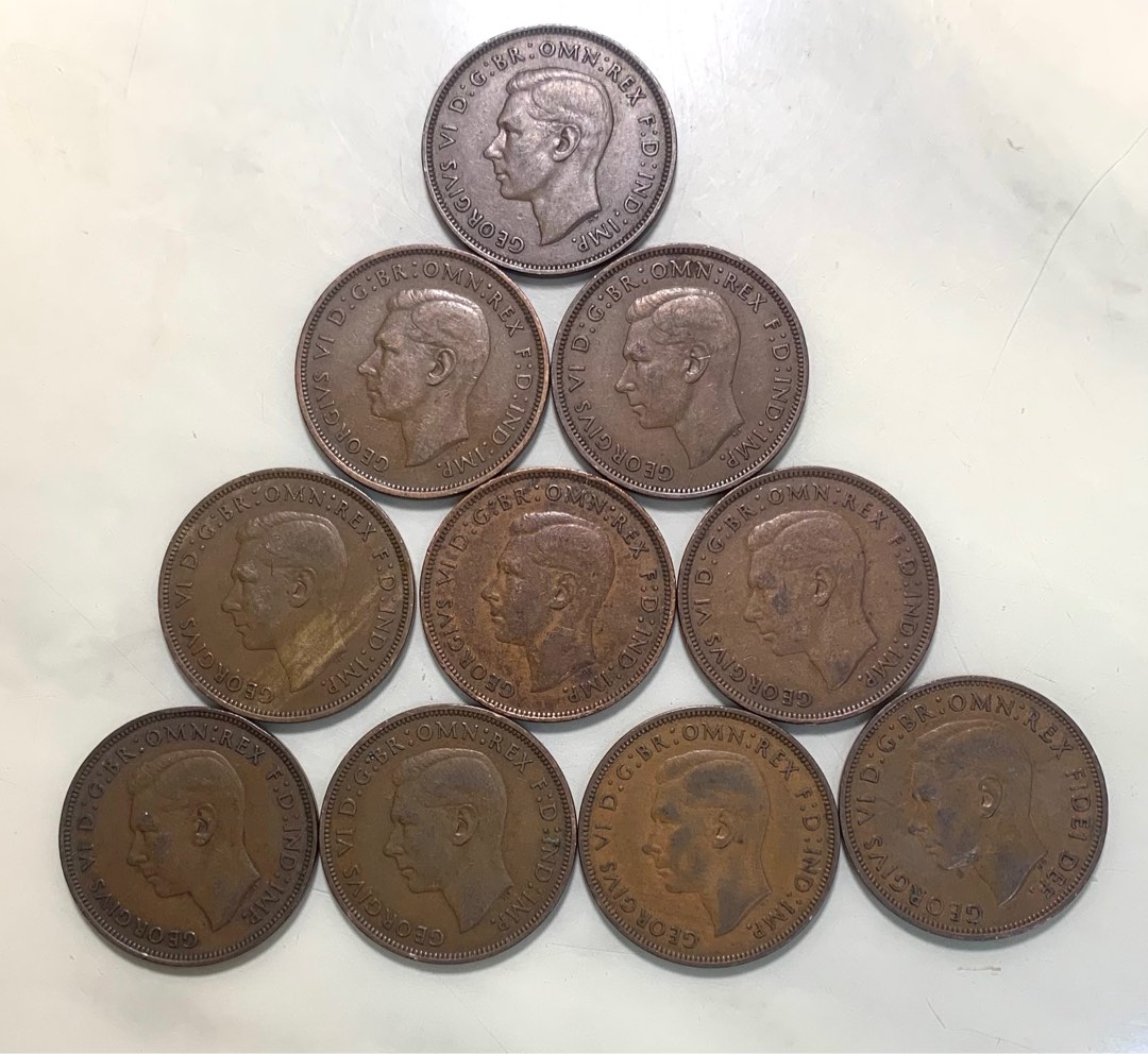 Sale Cheap Old Vintage Antique Full Set King VI One Penny