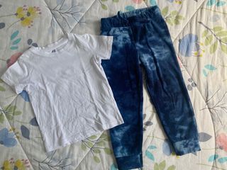 Set 4-5y+ old navy h&m plain white tshirt camo jogger pants #septsale