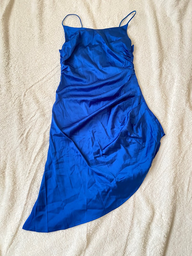 SHEIN SILK ROYAL BLUE DRESS, Women's Fashion, Dresses & Sets, Evening