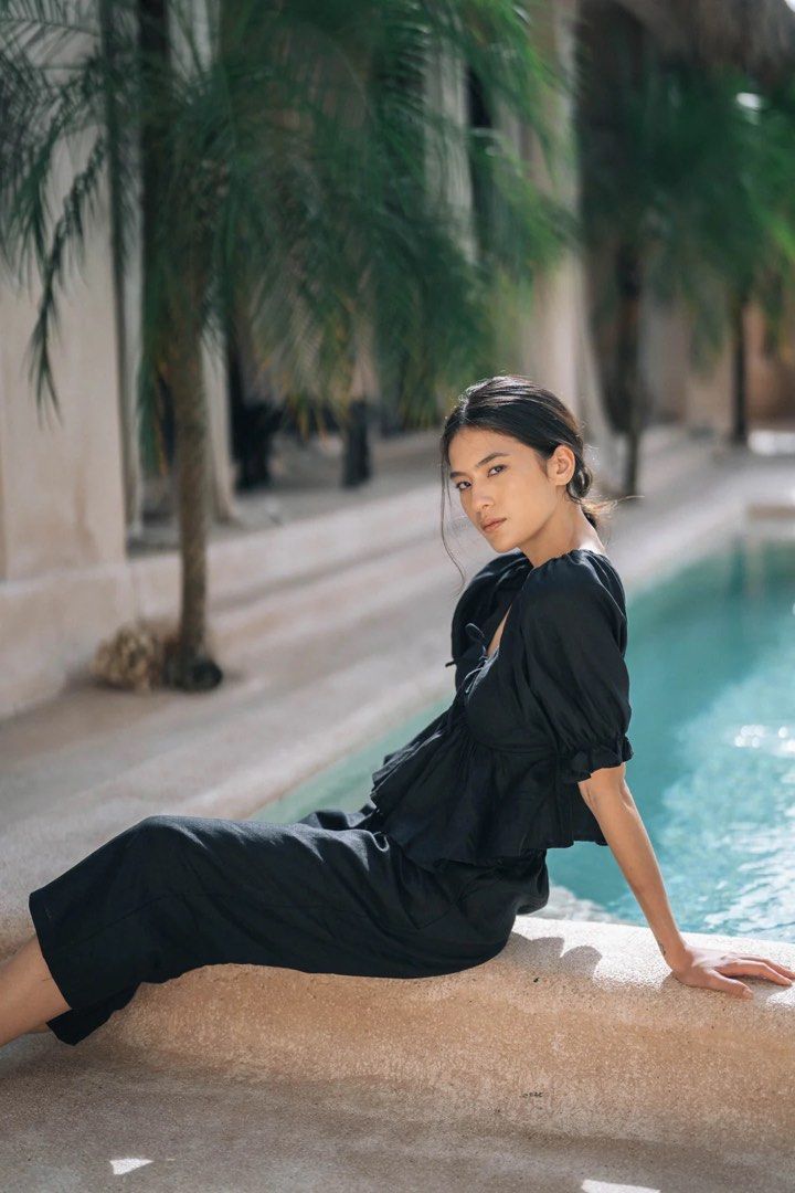 Son and Daughter - Raye Linen Set in Black, Women