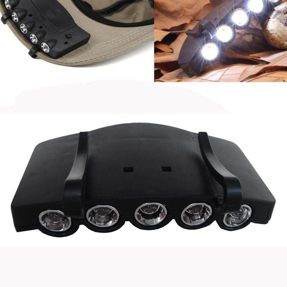 SP161) Clip on Head Light 1PCS Headlamp 5 LED Headlamps Camping