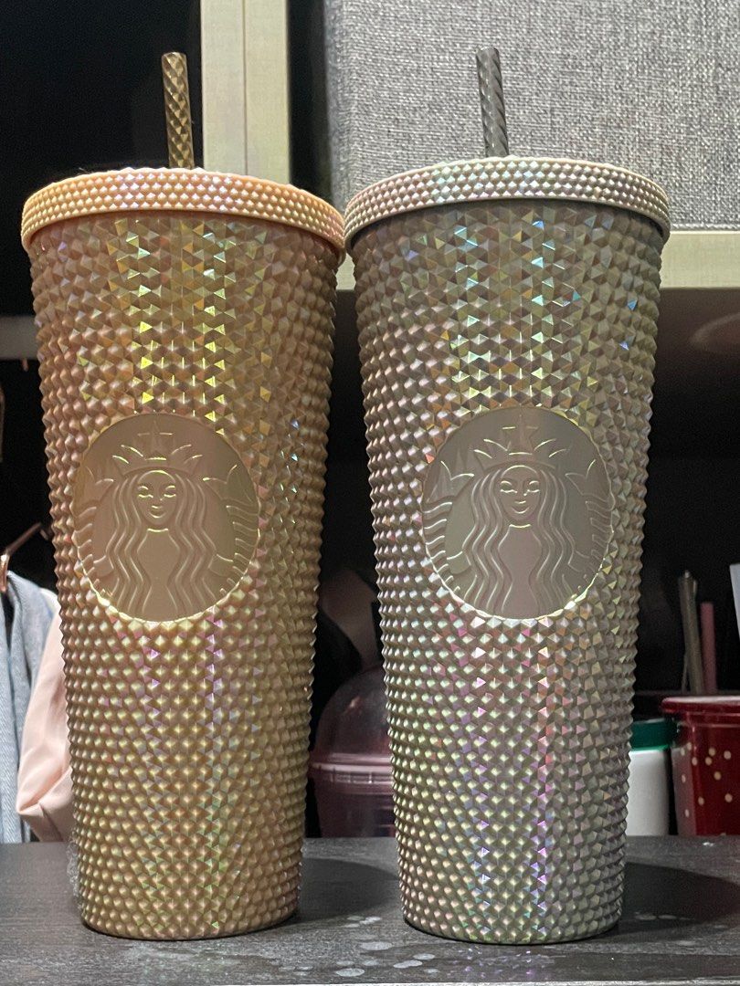 Starbucks studded cold cup (wood set), Furniture & Home Living